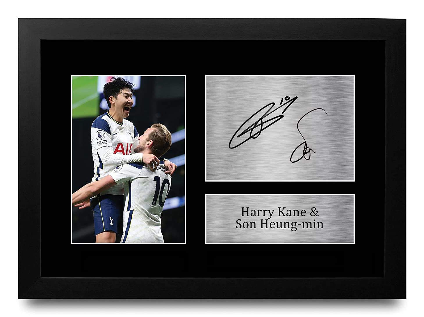 HWC Trading FR A4 Harry Kane & Son Heung-min Tottenham Hotspurs Spurs Cadeaux imprimés photo autographe signée pour les fans de football et les supporters - A4 Encadré