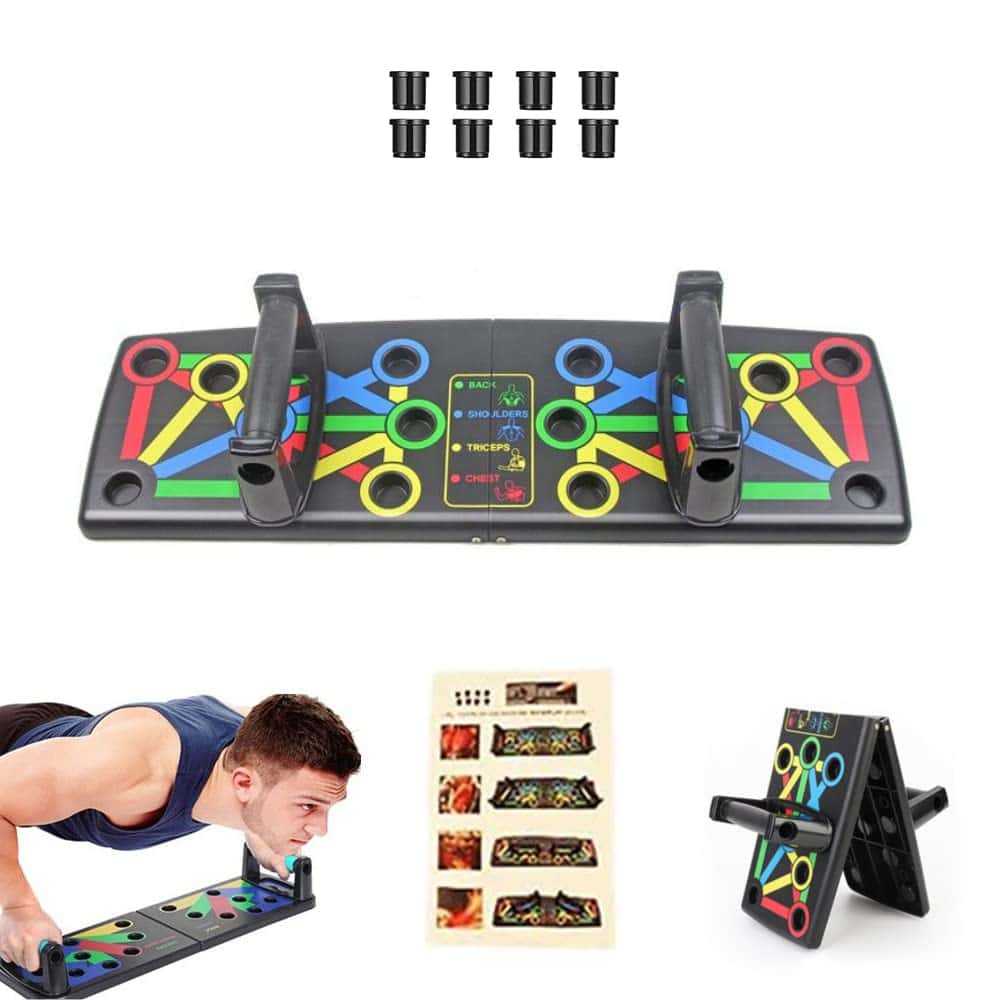 MAGIC SELECT Kit d'entraînement avec rouleau abdominal, corde à sauter, barre de flexion, corde élastique de résistance avec pédales et tapis pour genoux. Set Fitness 5 en 1 exercices à la maison et à la salle de