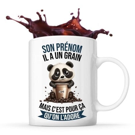 Mug Panda Bonhomme Café | Cadeau personnalisé drôle pour collègue homme, anniversaire, Noël…