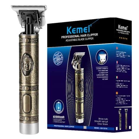 Tondeuse de toilettage pour hommes KEMEI, rechargeable USB, T-Blade 0mm Zero Gapped avec peignes limites.