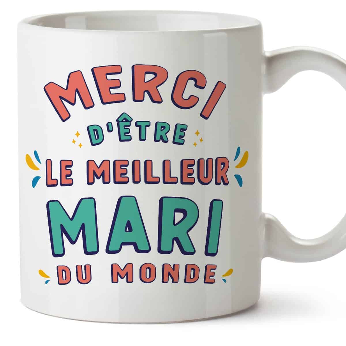 MUGFFINS Tasses pour MARI/ÉPOUX - En Français - Cadeau original pour MARI - Merci d'être le meilleur - 11 oz / 330 ml