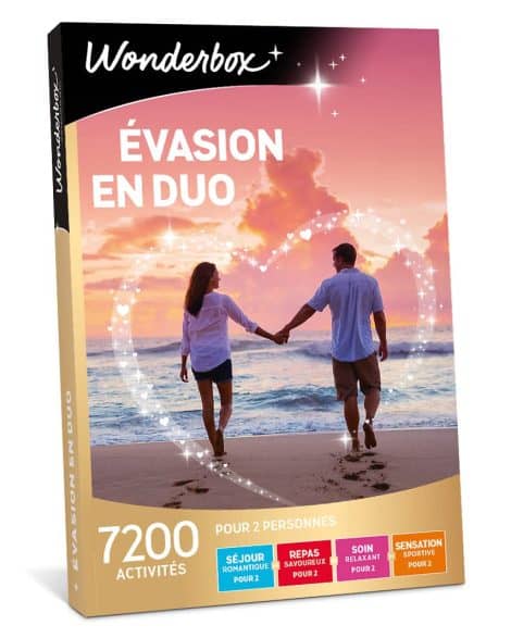 Wonderbox – Boîte cadeau – Séjour en amoureux – 6300 séjours romantiques, repas savoureux, soins relaxants ou activités sportives.