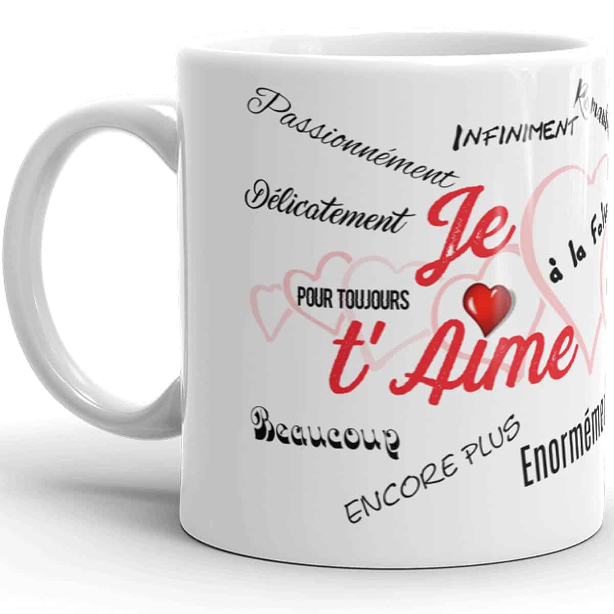 Kalféa Mug Amour je t'aime à la folie pour la vie offrir tasse céramique Qualité Idée Cadeau Originale Noël Saint Valentin Anniversaire Fête homme femme mari épouse chéri fiancé époux fille 325ml