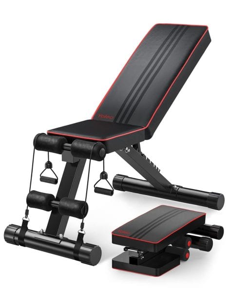 Banc de musculation YOLEO ajustable pour un entraînement complet du corps à domicile (niveau avancé).