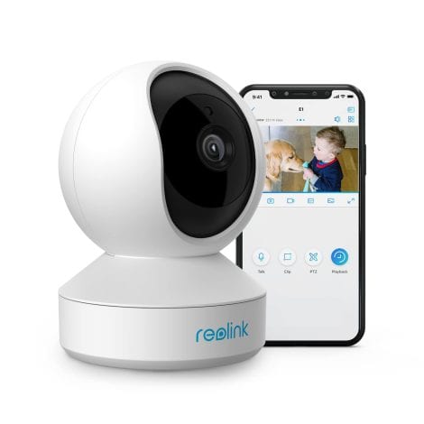 Caméra de surveillance WiFi intérieure Reolink 3MP, panoramique et inclinable, détection de mouvement, vision nocturne pour bébé et animal, E1.