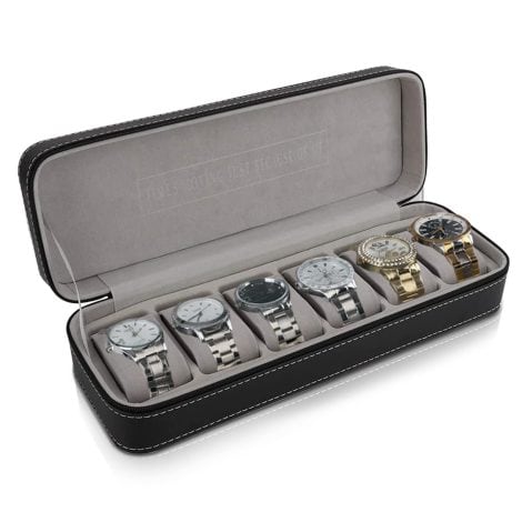 Boîte élégante en similicuir pour 6 montres, pratique et portable. Idéale pour homme ou femme.
(Note: The initial product name was not clear, so I assumed it to be “Agatige Watch Box, 6 Slot Portable Watch Box for Men/Women”)