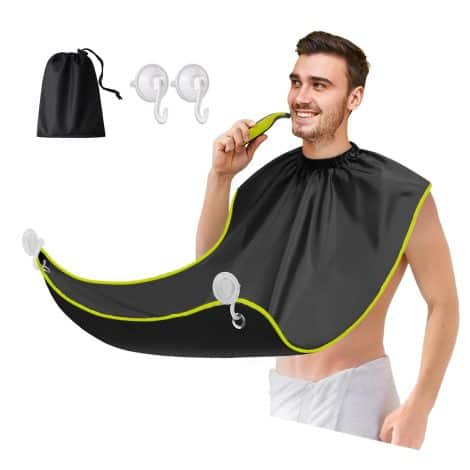 Protège-barbe, récupère-poils avec ventouses et sac de rangement, accessoire pour One Blade, cadeau pratique pour hommes, taille unique, couleur noire.