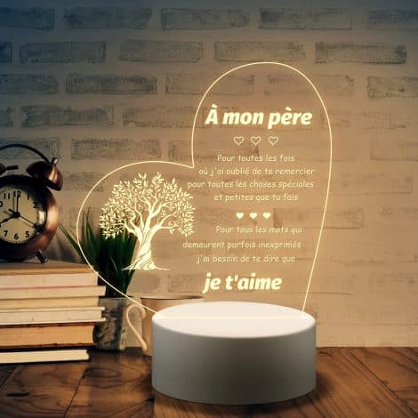 Veilleuse LED en acrylique pour un cadeau original et idéal à offrir à Papa à Noël.