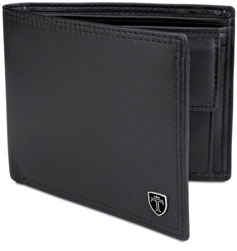 TRAVANDO Portefeuille Homme « Oslo » RFID Blocage – Porte Monnaie Noir Classique, Rangement Pièces, CB Cadeau.