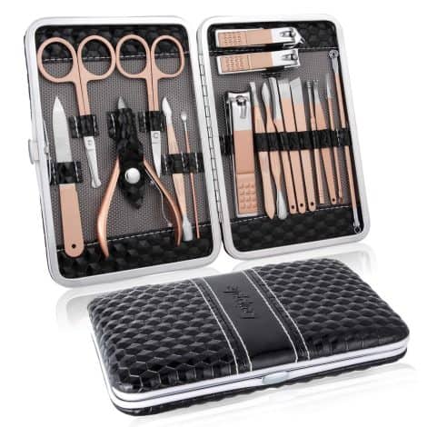 Ensemble professionnel de manucure et pédicure avec une coupe-ongles et une pince à cuticules en acier inoxydable.