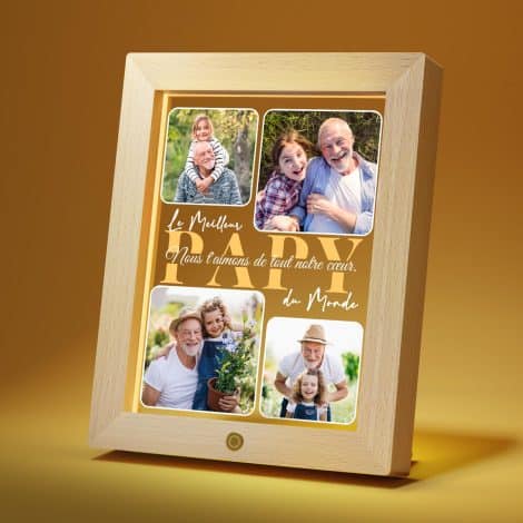 Cadre photo LED personnalisé avec photo et texte, une idée cadeau originale pour Noël.