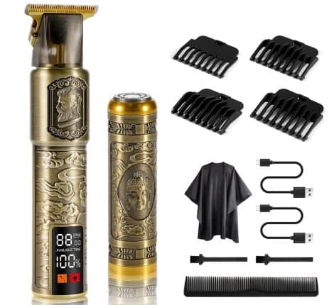 Tondeuse à barbe et cheveux Homme, professionnelle avec écran LCD 1.6″, rechargeable pour les barbiers et la maison, cadeau idéal.