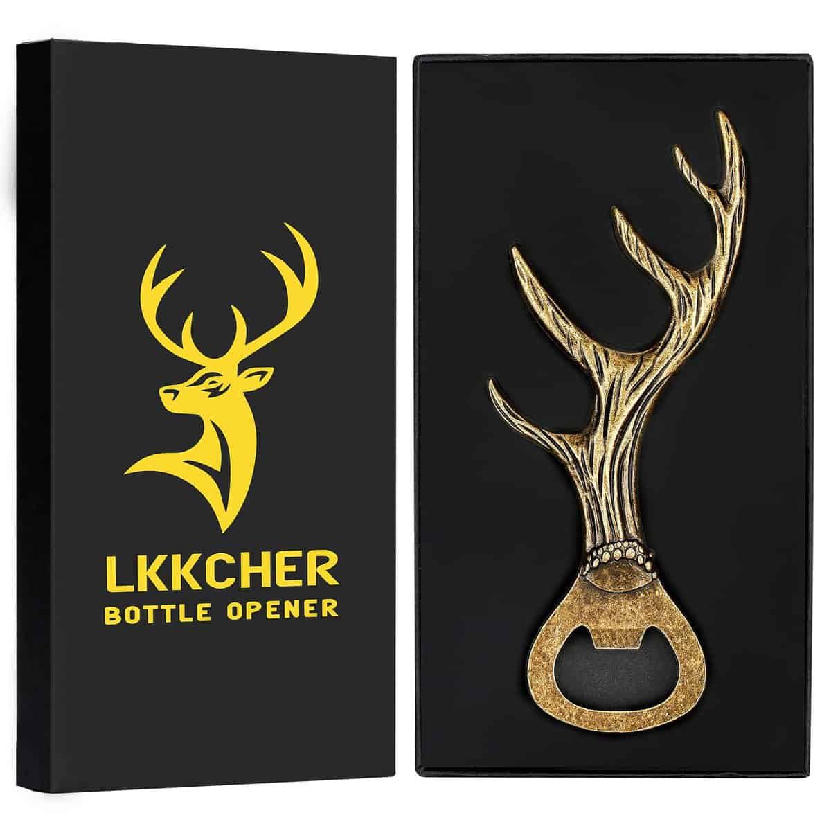 LKKCHER Décapsuleur de Bois de Cerf, Idée Cadeaux de Noël Anniversaire personnalisé Femme Homme, pour Fans de Cerfs, Pour Maman