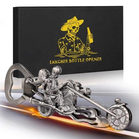 LKKCHER Décapsuleur Moto Rider, Cadeau Anniversaire Homme, Idée Cadeau Original Homme, Gadget Saint Valentin/Petit ami/Mari/Papa/grand-père, Cadeau fête des pères.