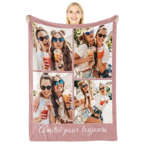 Couverture personnalisée Giftove pour femmes, avec photo et texte, parfait pour sœur, meilleure amie, anniversaire et Noël.