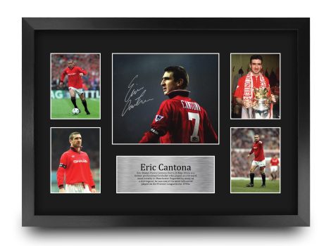 HWC Trading FR A3 Encadré avec photo autographe signée d’Eric Cantona pour les fans et supporters de foot.