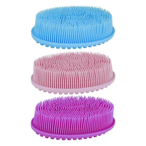 Ensemble de 3 brosses en silicone pour exfolier le corps, luffa en silicone, accessoires de bain, cadeaux pour femmes.