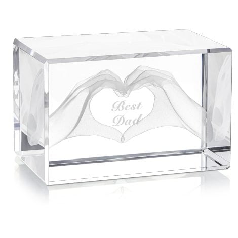 Cadeau en cristal gravé pour le meilleur papa avec texte gravé dans un cube en verre – Idée cadeau pour papa/homme.