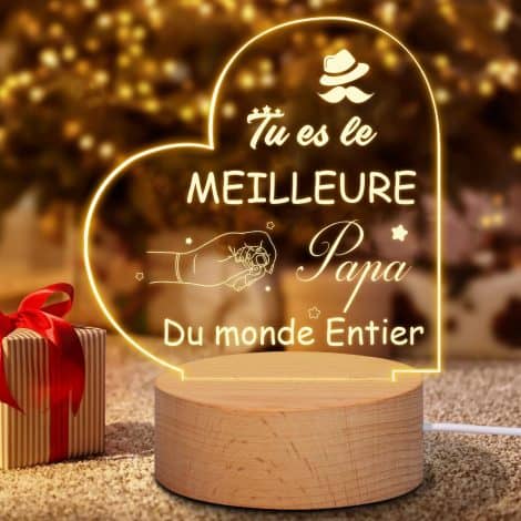 Veilleuse en Acrylique Cadeau pour Papa, idée cadeau pour Fête des Pères, Noël, anniversaire homme.