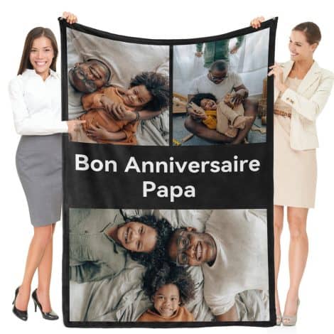 Couverture avec Photo et Texte pour Papa, Idée de Cadeau Personnalisé pour Anniversaire ou Noël.