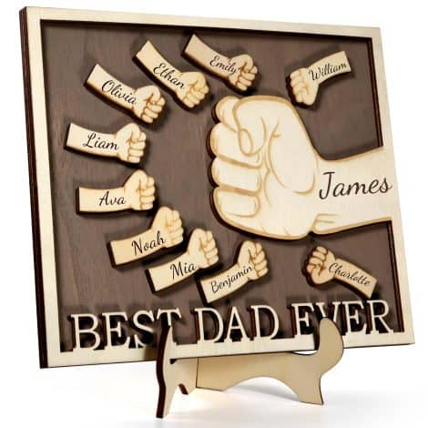 Plaque en bois personnalisée pour papa, cadeau unique de sa fille et son fils, idée cadeau « Super Papa » pour Noël, anniversaire.