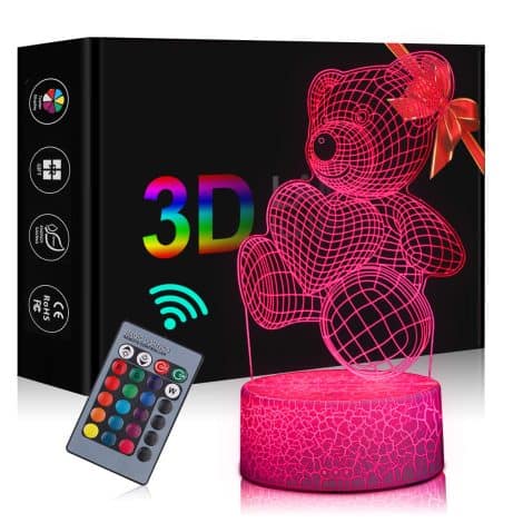 Lampe 3D Illusion DASIAUTOEM, idéale pour la Fête des Mères, avec 16 couleurs changeantes et télécommande – Cadeau de Noël décoratif pour maman, petite amie ou femme.