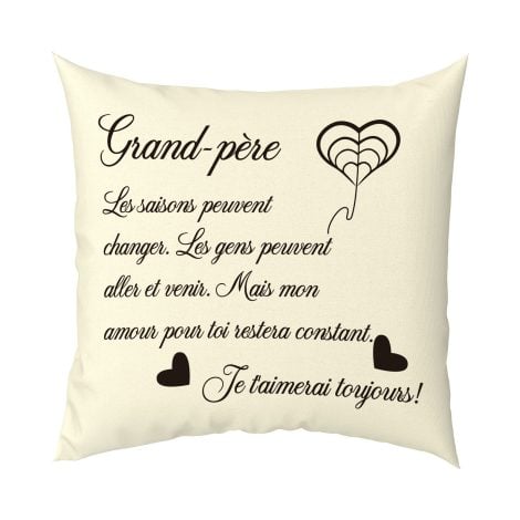 Coussin “Grand-père Mon Amour” – Un cadeau original pour la Fête des Pères et anniversaire !