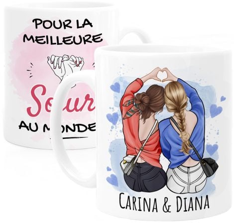 Tasse Soeur Personnalisée Tassenliebling® – Idée Cadeau Mug Femme Anniversaire 330 mL