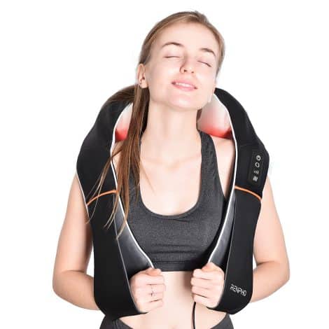 Renpho Coussin de massage Shiatsu pour le cou et le dos avec fonction chauffante, rotation 3D et vitesse réglable. Parfait pour offrir à maman, papa, femme, homme.