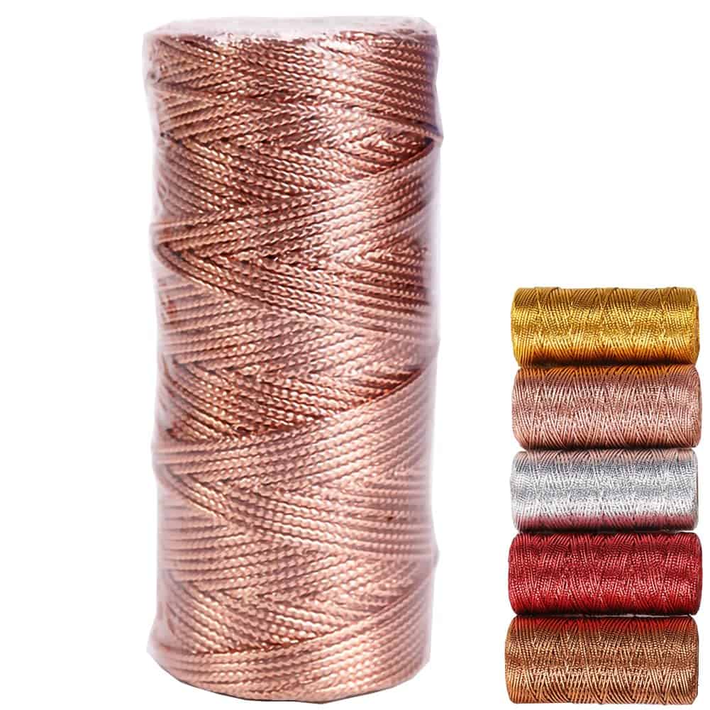 YIYICO Cordon Métallique Fil Dore Deco Ficelle Dorée 100m Fil Doré Noel pour DIY Artisanal Décoration Bricolage Tressé Emballage Les Cadeaux La Fabrication de Bijoux 1 Rouleaux (Or Rose)