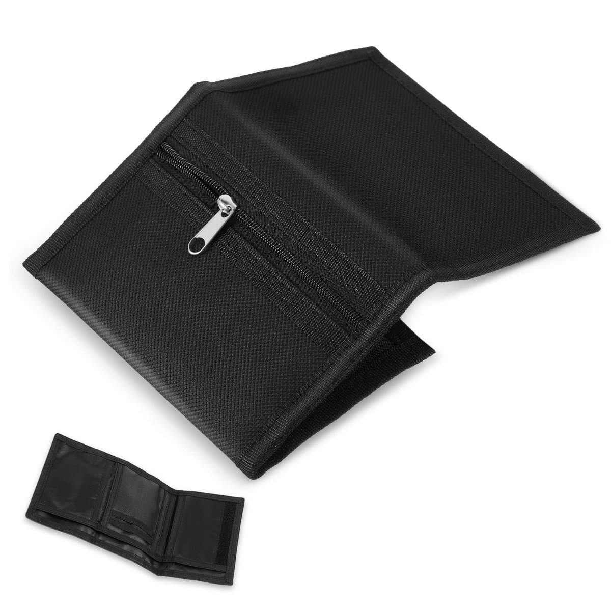 Xuniea Portefeuille Fin RFID Portefeuille à Trois Volets Portefeuille Mince en Toile Porte-Monnaie RFID Portefeuille de Sport Zippé pour Ado Garçons Homme Voyage Extérieur (Noir, Style Normal)