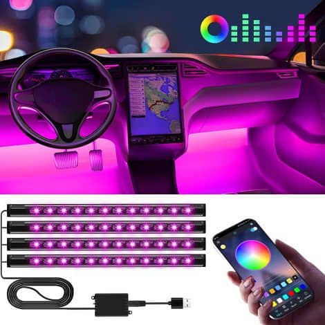 Kit d’éclairage LED pour l’intérieur de la voiture, Winzwon : accessoire automobile pour un cadeau pratique et trendy. Contrôle l’APP.