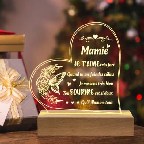 Veilleuse acrylique pour Mamie, idée cadeau pour Noël et anniversaire, fête des Mamies et Fête des Mères.