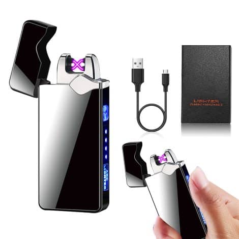 Briquet Électrique Umllpet, Idéal pour homme, cadeau de Noël et Fête des Pères, rechargeable via USB. Usage polyvalent: bougies, cuisine, barbecue. Coloris noir.