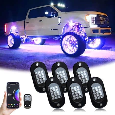 Kit lumière souterraine RGB LED Yilaie, télécommande, 90 LED, musique et minuterie, pour SUV, motocross, auto (6 pods).