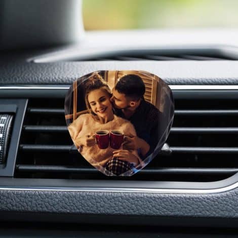 Clip pour grille de voiture personnalisé en cristaux, avec photo d’un désodorisant. Décoration intérieure pour hommes et femmes.