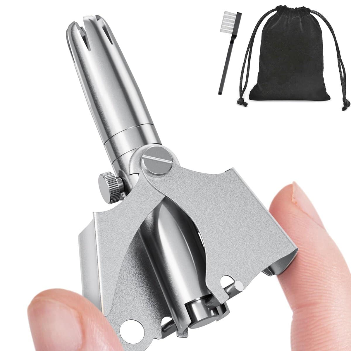 TIANG Tondeuse à poils nasaux manuelle de qualité supérieure pour homme et femme, en acier inoxydable à 6 dents en V, pour marié, imperméable, indolore, sans batterie