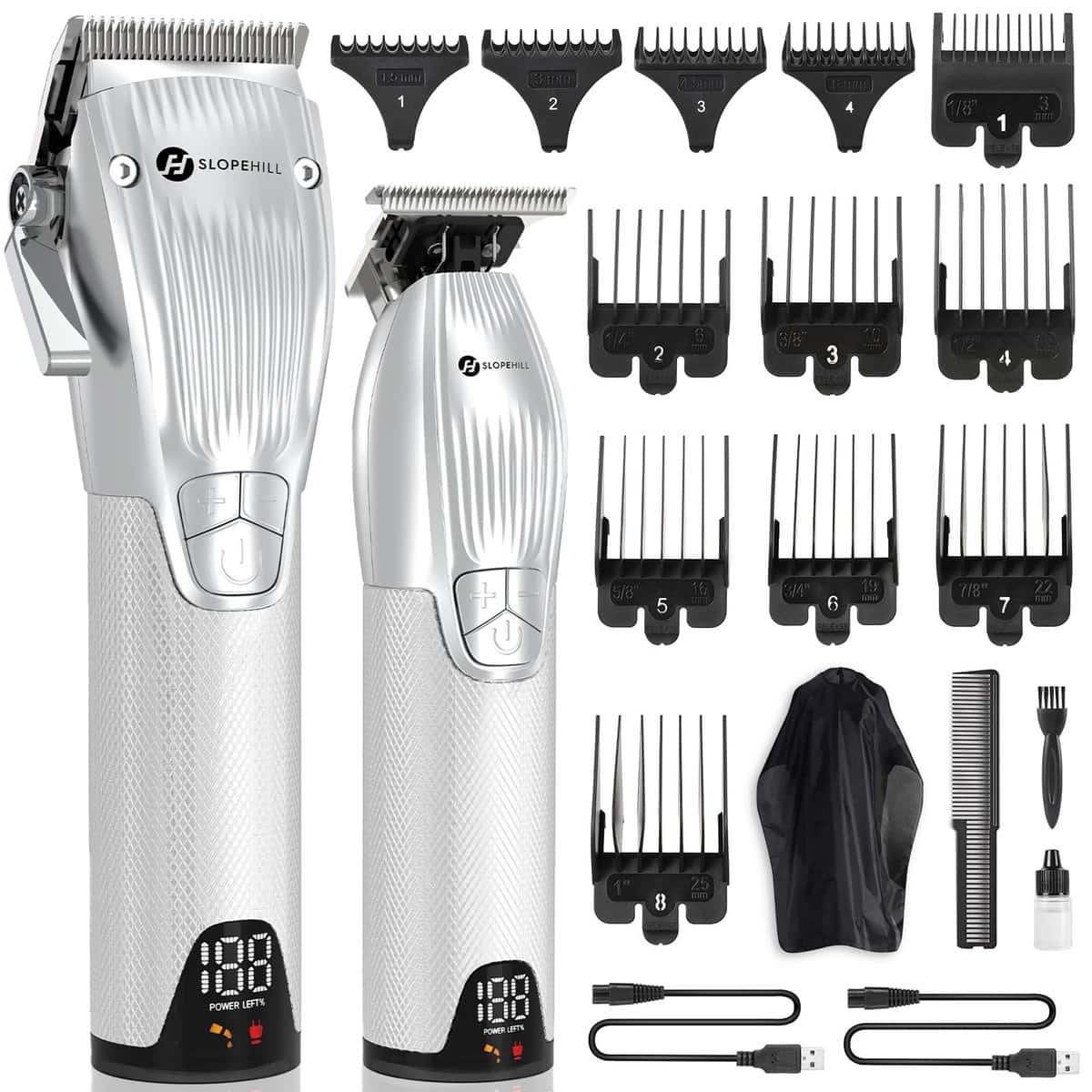slopehill Tondeuse à cheveux professionnelle et lames en T pour homme – Tondeuse à cheveux sans fil avec affichage LED – Tondeuse à cheveux de précision pour homme