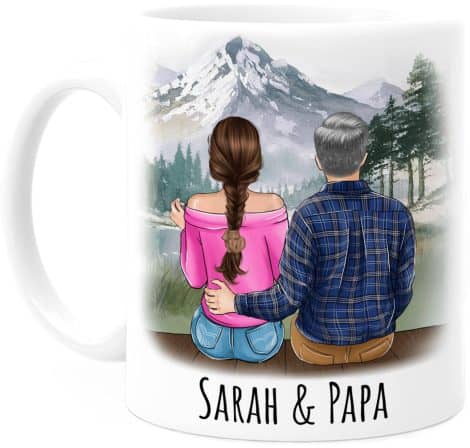 Tasse préférée® personnalisable pour papa avec 1 fille – cadeau anniversaire, fête des pères. Mug original pour homme. Capacité 330mL céramique.