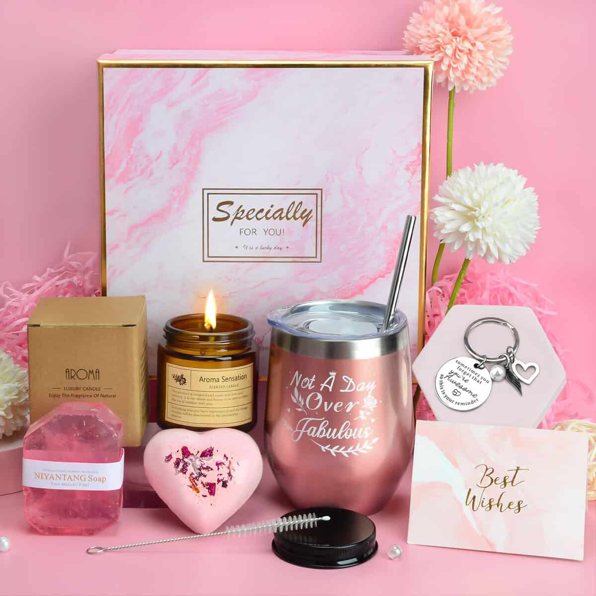 YYDSXK Cadeau Anniversaire Femme, Coffret Cadeau Femme, Cadeau Personnalisé pour Femme Maman Amie Mère Grandmère Sœur, Idee Cadeau Femme Ensemble de 9Pcs, Noël Fête des Mères Saint Valentin Cadeau