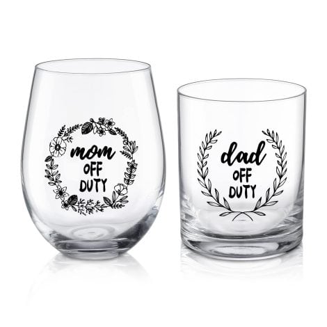 Lot de 2 verres gravés – Joeyan pour souffler du whisky et déguster du rhum, cadeau amusant pour les parents en mode pause.