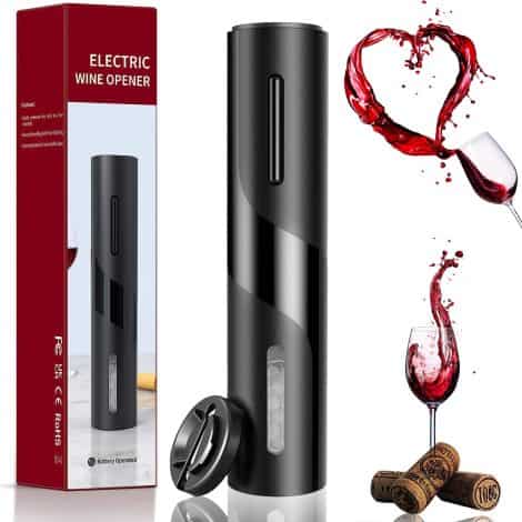 Ouvre-bouteille électrique sans fil pour vin avec coupe-capsule, idéal pour la maison, restaurant, fêtes. Parfait en cadeau familial.