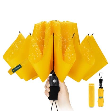 Parapluie pliant compact inversé avec revêtement en Téflon, résistant au vent, idéal pour les déplacements. +105 cm, 10 sections.