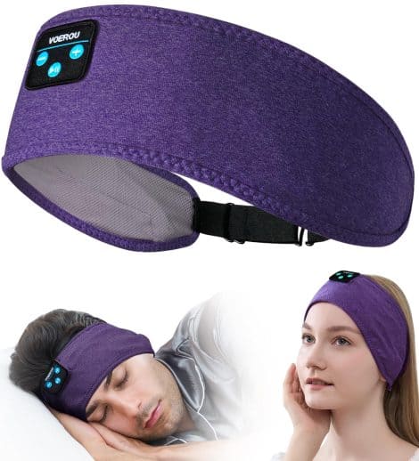 Écouteurs de sommeil Bluetooth Voerou – Écouteurs de sport sans fil ajustables avec meilleure autonomie, idéaux pour dormir sur le côté, siestes, travail et yoga. Parfaits cadeaux techniques pour hommes et femmes en voyage.