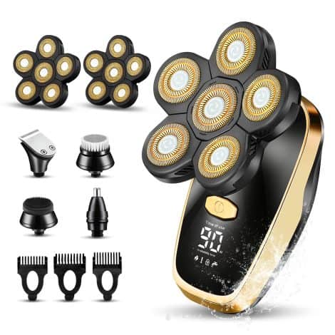 Rasoirs sans fil homme chauve – Rasoir rotatif polyvalent rechargeable pour homme chauve.