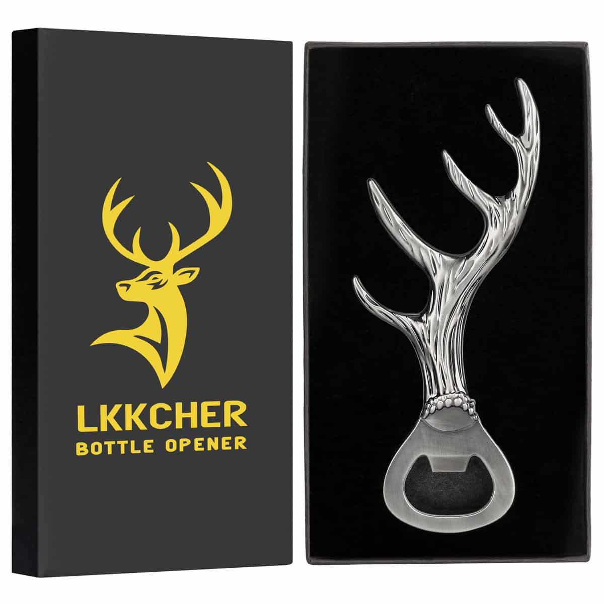 LKKCHER Décapsuleur de Bois de Cerf, Cadeau Personnalisé pour Femme Homme, Idée Cadeau Femme, Cadeau Anniversaire Femme Homme, Cadeau Homme, Cadeaux de Noël, Cadeaux pour Fans de Cerfs, Chasseurs