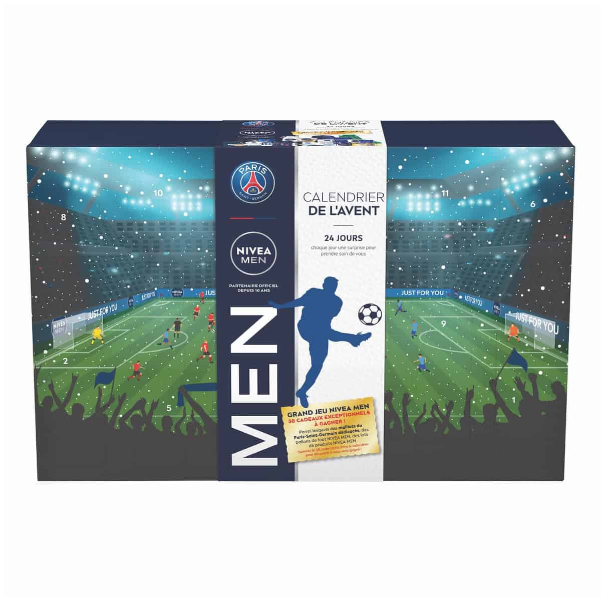 NIVEA MEN Calendrier de l'Avent 2023 avec ticket d'or pour gagner des lots, Coffret Cadeau Homme pour patienter jusqu’à Noël, Calendrier de l'Avent homme Football avec produits et accessoires