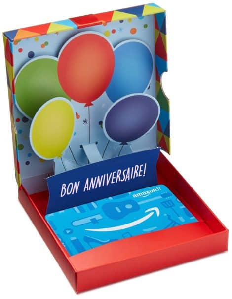 Carte cadeau Amazon.fr – Un coffret festif pour célébrer les anniversaires.