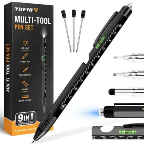 Stylo Polyvalent 9-en-1 pour Homme : Idée Cadeau Original pour Noël, Fête des Pères, ou Anniversaire.