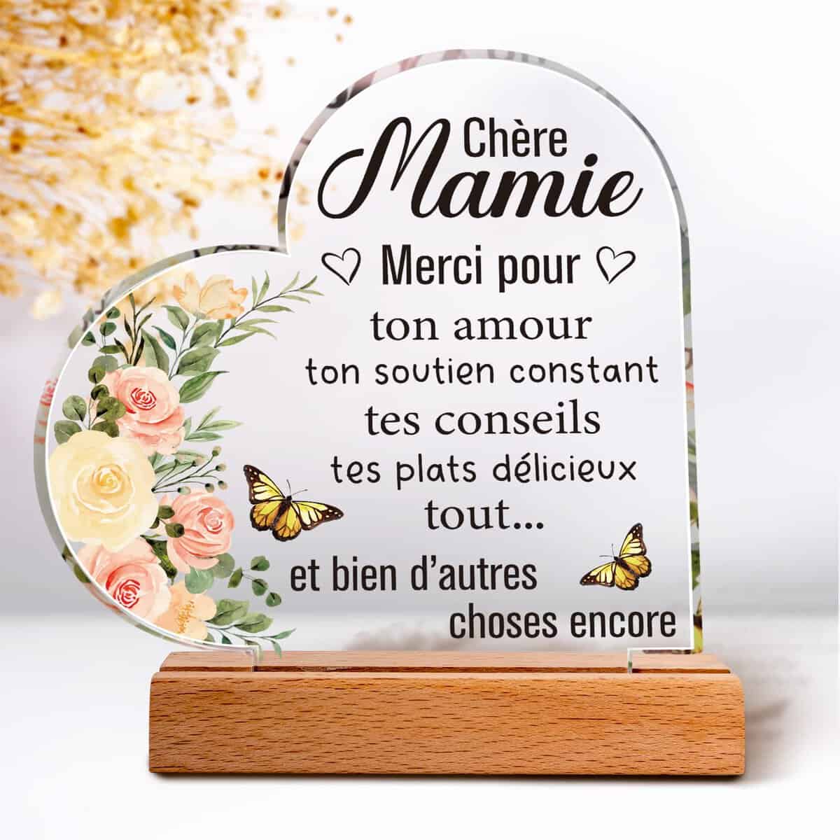 Cadeau Mamie Original, Plaque Acrylique Gaufrée, pour Grand Mere Anniversaire